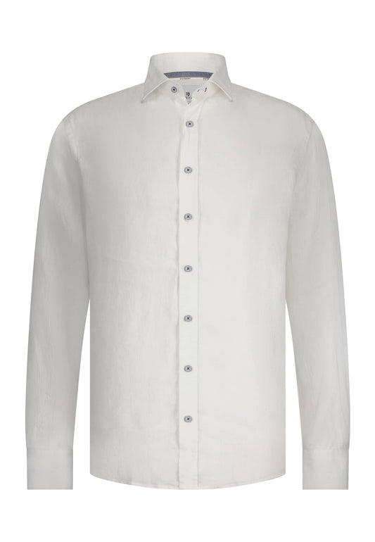 White cotton linnen regular fit shirt State of Art - 15342/1100