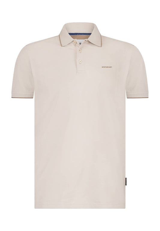 Beige katoenen regular fit polo State of Art - 15400/1400