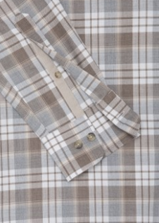 Taupe checkered cotton slim fit shirt Hackett - HM3010082/878