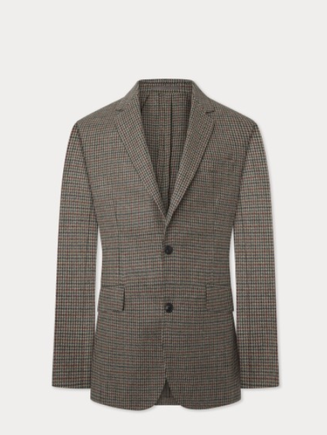 Green beige checkered woolen slim fit jacket Hackett - HM443440/858