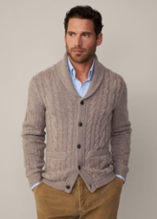 Taupe cable shawl cardigan Hackett - HM703218/951