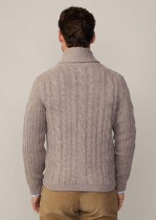 Taupe cable shawl cardigan Hackett - HM703218/951