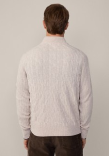 Offwhite kabel pullover met ritsje Hackett - HM703242/807