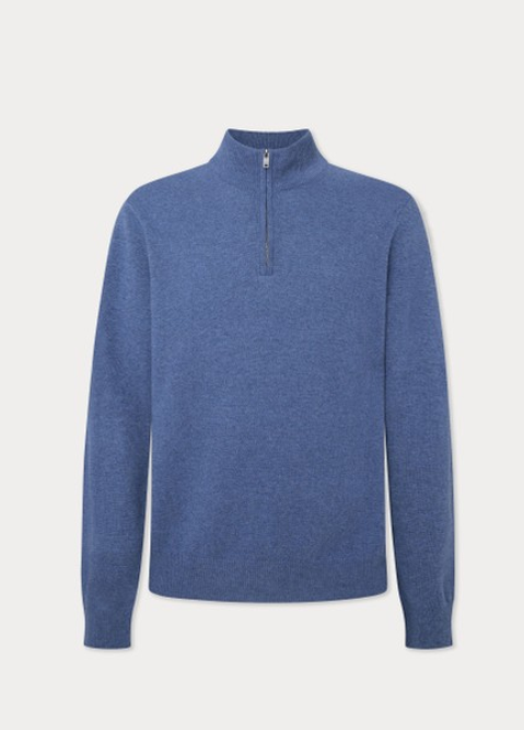 Blue wool cashmere half zip pullover Hackett - HM703247/564