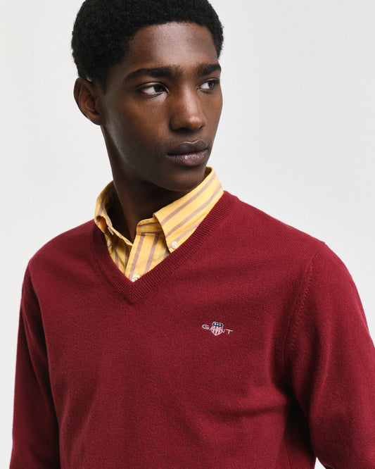 Plumped red lambswool V-neck pullover Gant - 87212/604